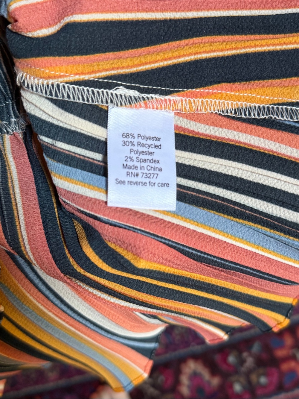 Nine West Striped Sleeveless Peplum Top - Orange, Black & White NWOT - Picture 6 of 6